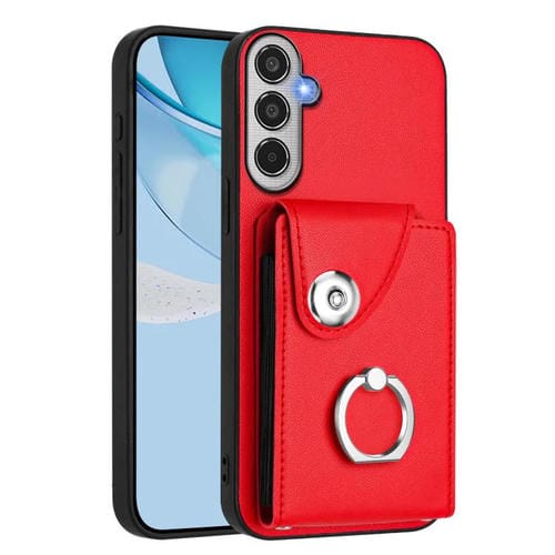 Funda para Samsung Galaxy M35 5G con tarjetero y anillo (roja)