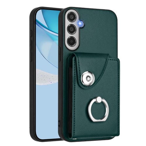 Funda para Samsung Galaxy M35 5G con tarjetero y anillo (verde)