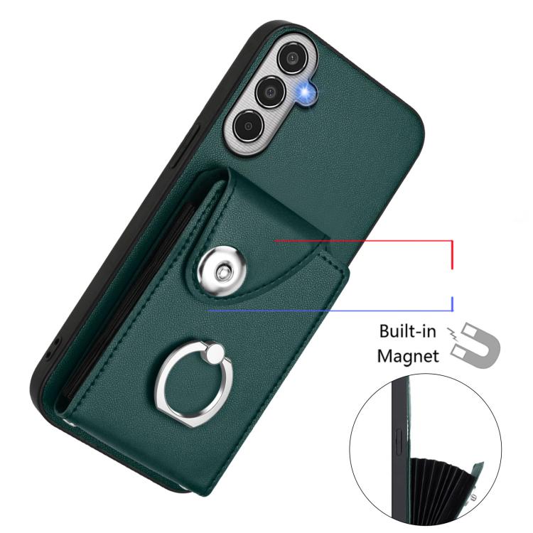 Funda para Samsung Galaxy M35 5G con tarjetero y anillo (verde)