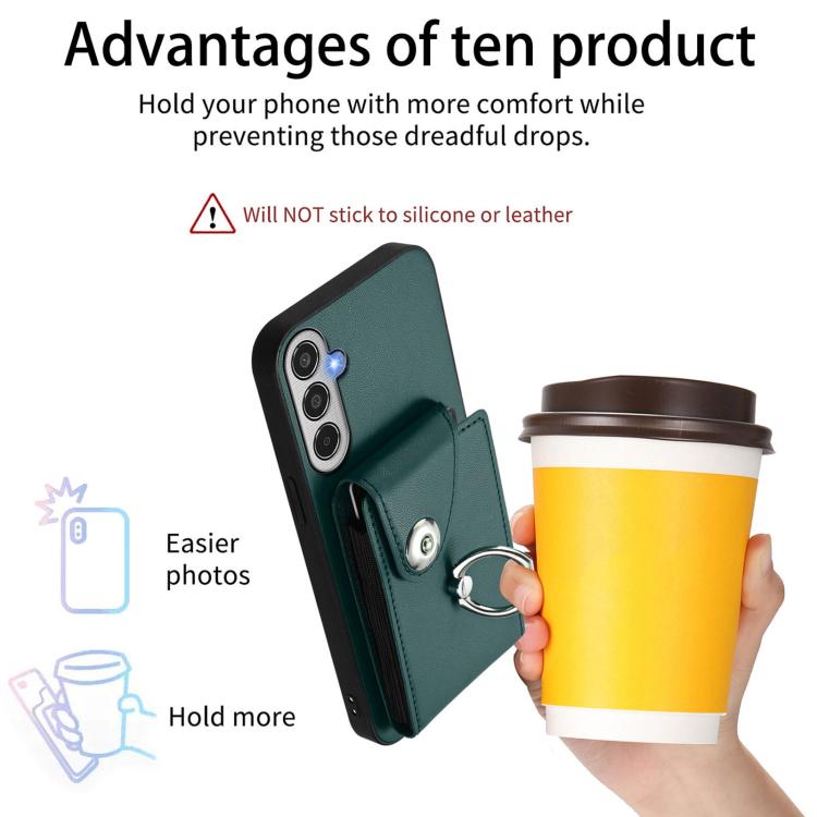 Funda para Samsung Galaxy M35 5G con tarjetero y anillo (verde)