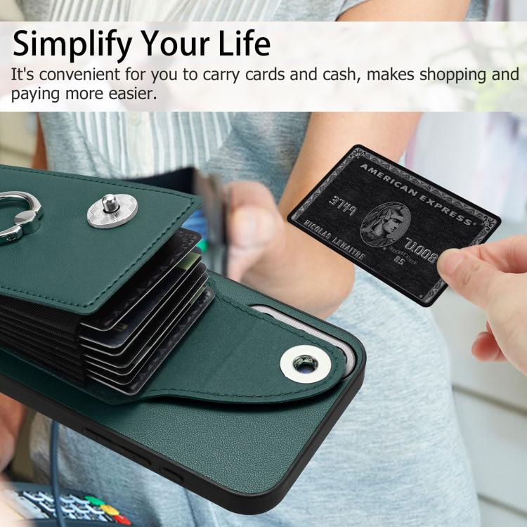 Funda para Samsung Galaxy M35 5G con tarjetero y anillo (verde)