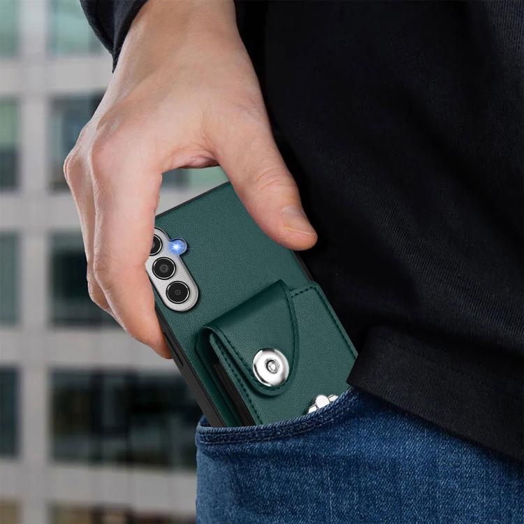 Funda para Samsung Galaxy M35 5G con tarjetero y anillo (verde)