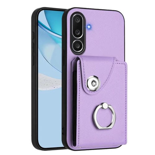Funda para Samsung Galaxy M56 5G con tarjetero y anillo (morado)
