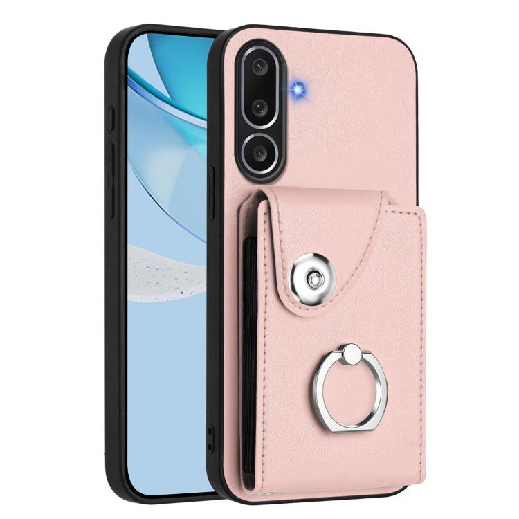 Funda para Samsung Galaxy M56 5G con tarjetero y anillo (rosa)
