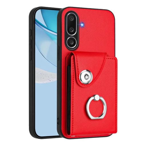 Funda para Samsung Galaxy M56 5G con tarjetero y anillo (roja)