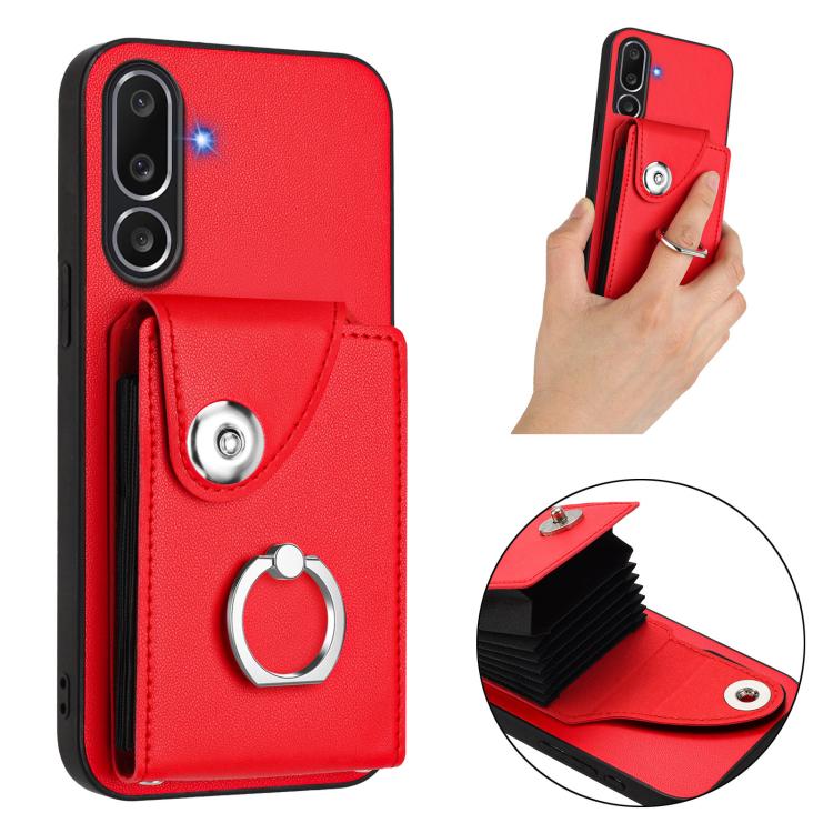 Funda para Samsung Galaxy M56 5G con tarjetero y anillo (roja)