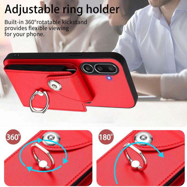 Funda para Samsung Galaxy M56 5G con tarjetero y anillo (roja)