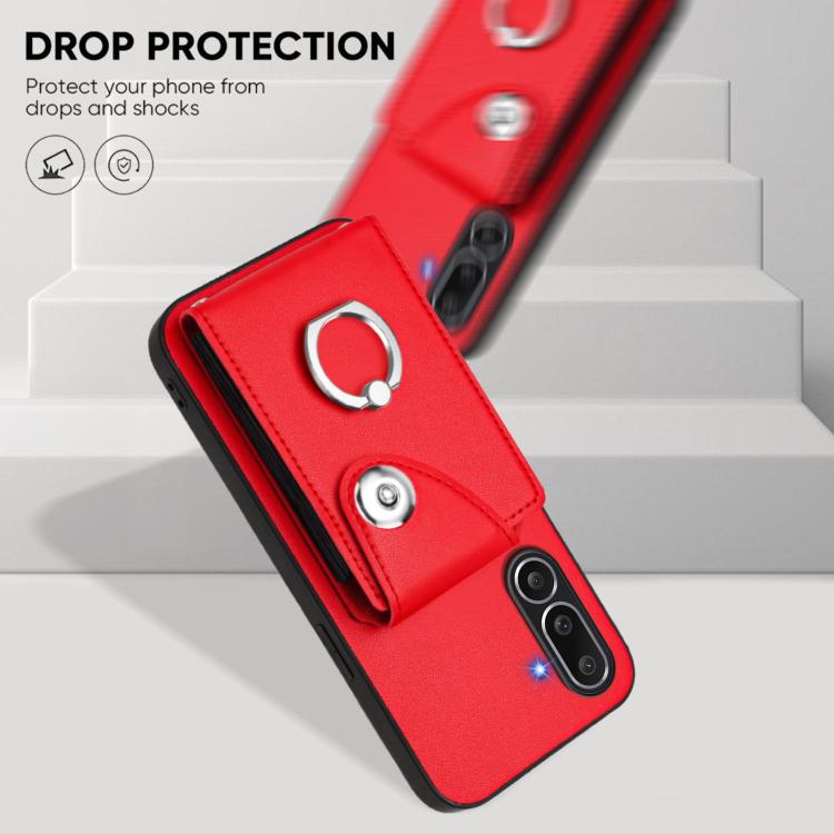 Funda para Samsung Galaxy M56 5G con tarjetero y anillo (roja)