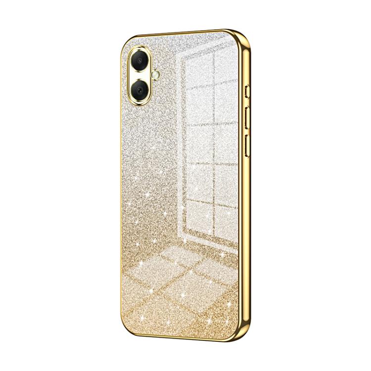 Funda para Samsung Galaxy A07 con purpurina degradada en polvo galvanizado (dorada)