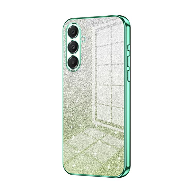 Funda para Samsung Galaxy A17 con purpurina degradada en polvo galvanizado (verde)