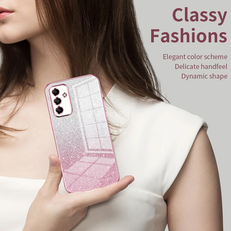 Funda para Samsung Galaxy A07 con purpurina degradada y galvanizada (morada)