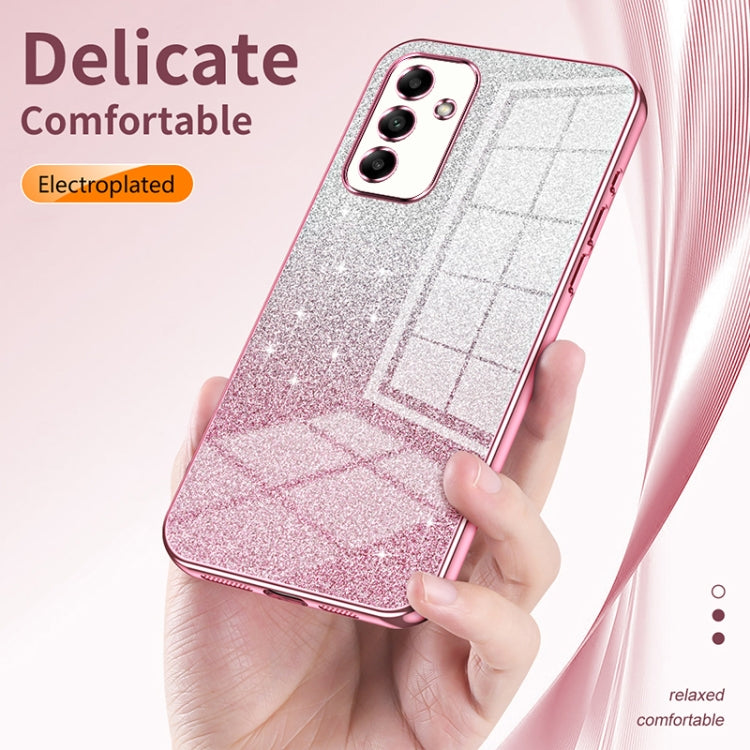 Funda para Samsung Galaxy A17 con purpurina degradada galvanizada (plateada)