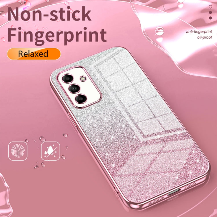 Funda para Samsung Galaxy A17 con purpurina degradada galvanizada (plateada)