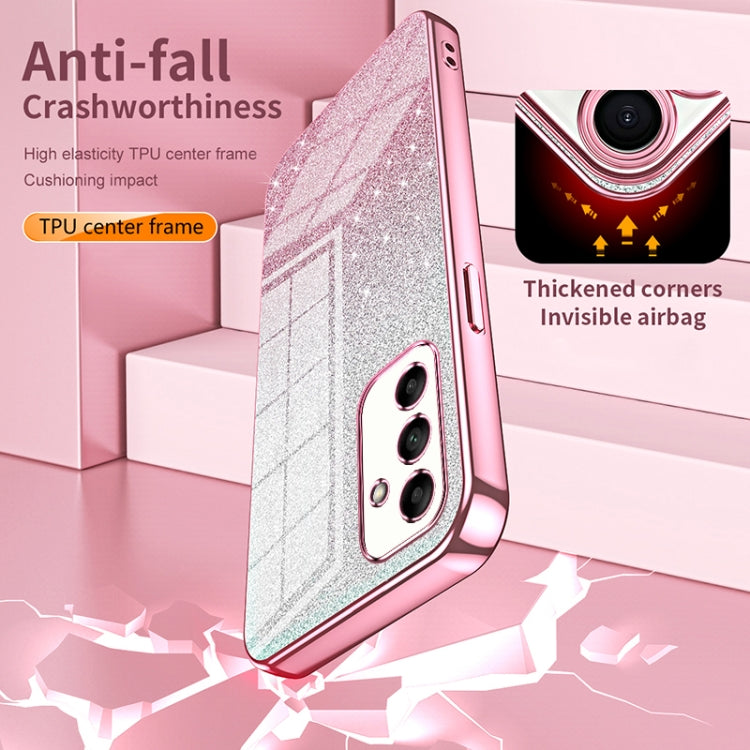 Funda para Samsung Galaxy A17 con purpurina degradada galvanizada (plateada)