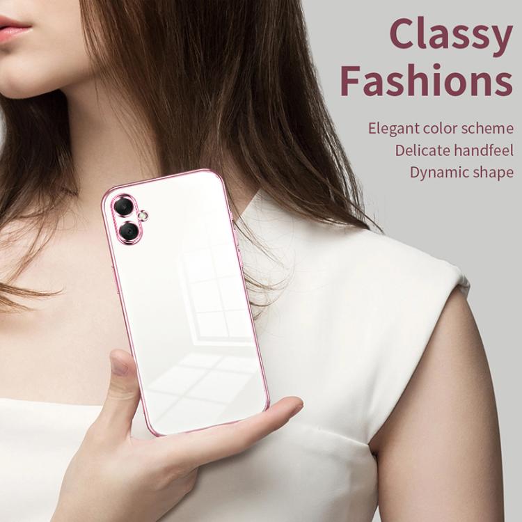 Funda transparente con orificios finos para Samsung Galaxy A07 (dorada)