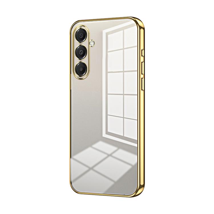 Funda transparente con orificios finos para Samsung Galaxy A17 (dorada)