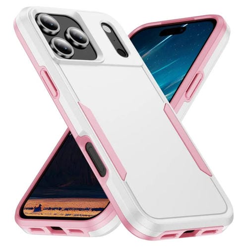 Funda Pioneer Armor de PC y TPU resistente para iPhone 17 Pro Max (blanco y rosa)