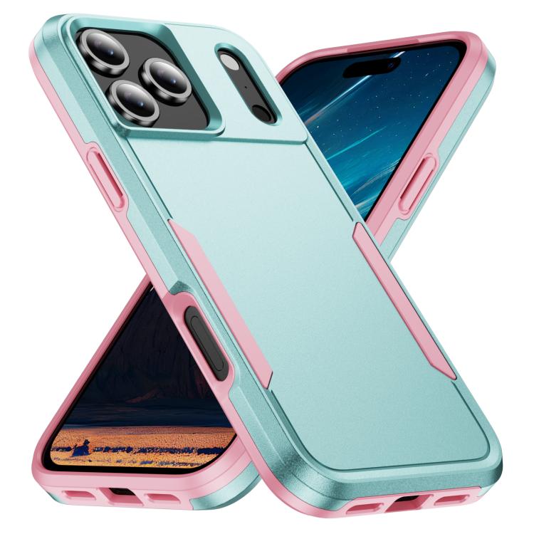 Funda Pioneer Armor de PC y TPU resistente para iPhone 17 Pro (verde y rosa)