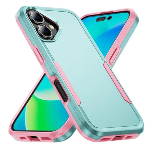 Funda Pioneer Armor de PC y TPU resistente para iPhone 17 (verde y rosa)