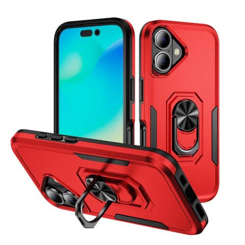 Funda Pioneer Armor de PC y TPU resistente con soporte para iPhone 17 (rojo y negro)