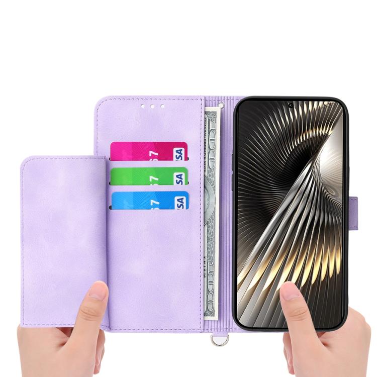 Funda de cuero con relieve floral para Redmi Turbo 4 Pro / Xiaomi Poco F7 (morado)