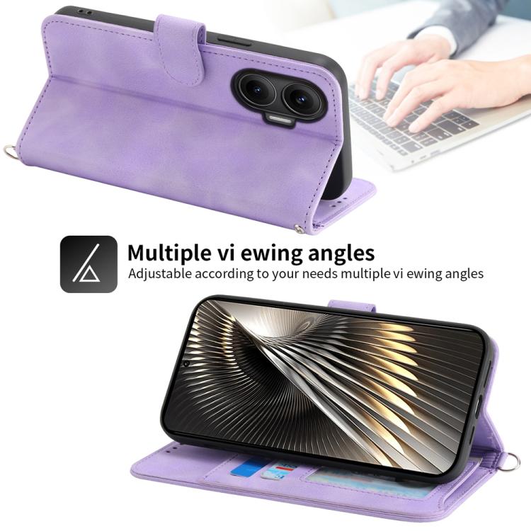 Funda de cuero con relieve floral para Redmi Turbo 4 Pro / Xiaomi Poco F7 (morado)