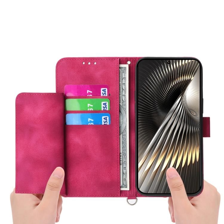 Funda de cuero con relieve floral para Redmi Turbo 4 Pro / Xiaomi Poco F7 (rojo vino)