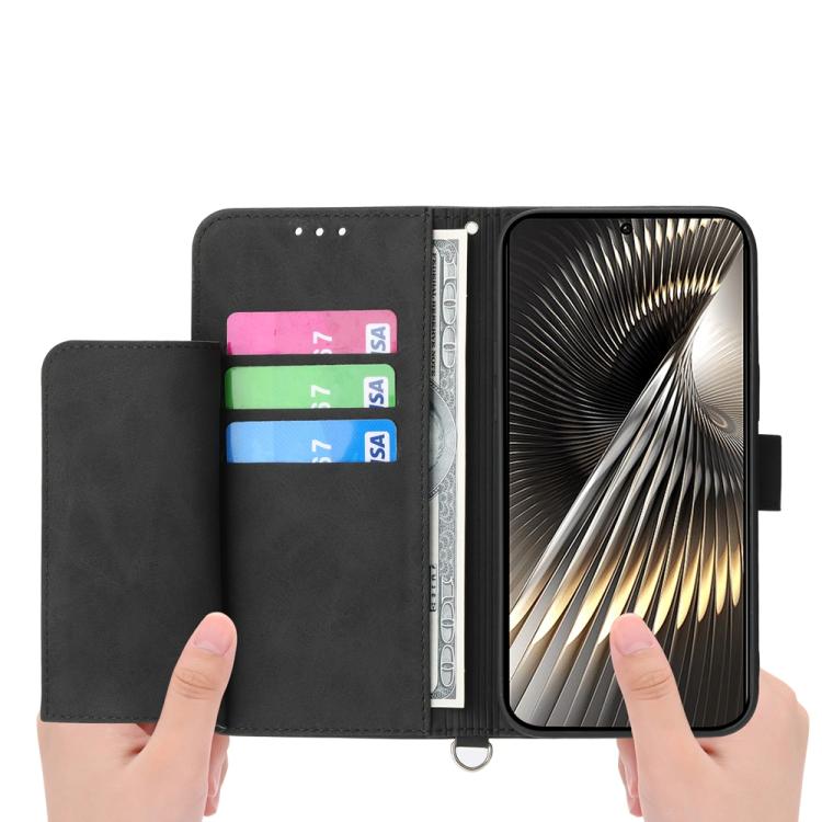 Funda de cuero con relieve floral para Redmi Turbo 4 Pro y Xiaomi Poco F7 (negro)