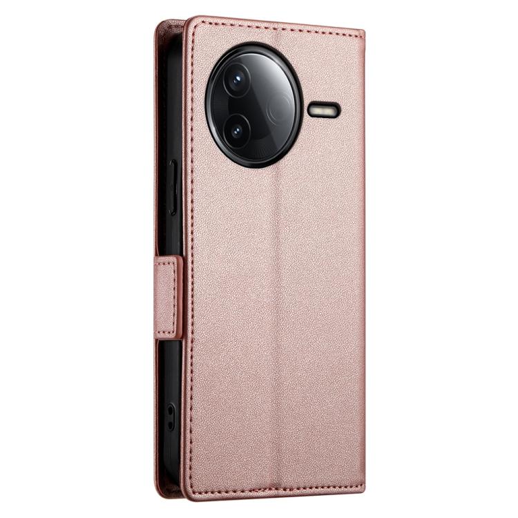 Funda de cuero esmerilado magnético con hebilla lateral para Redmi K80/K80 Pro (oro rosa)