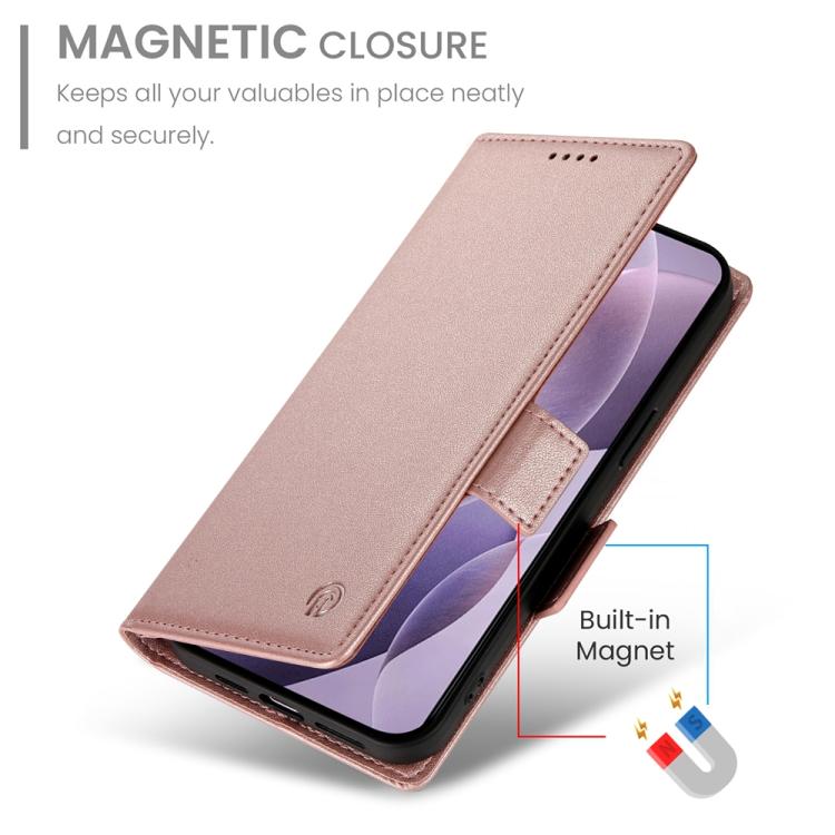 Funda de cuero esmerilado magnético con hebilla lateral para Redmi K80/K80 Pro (oro rosa)