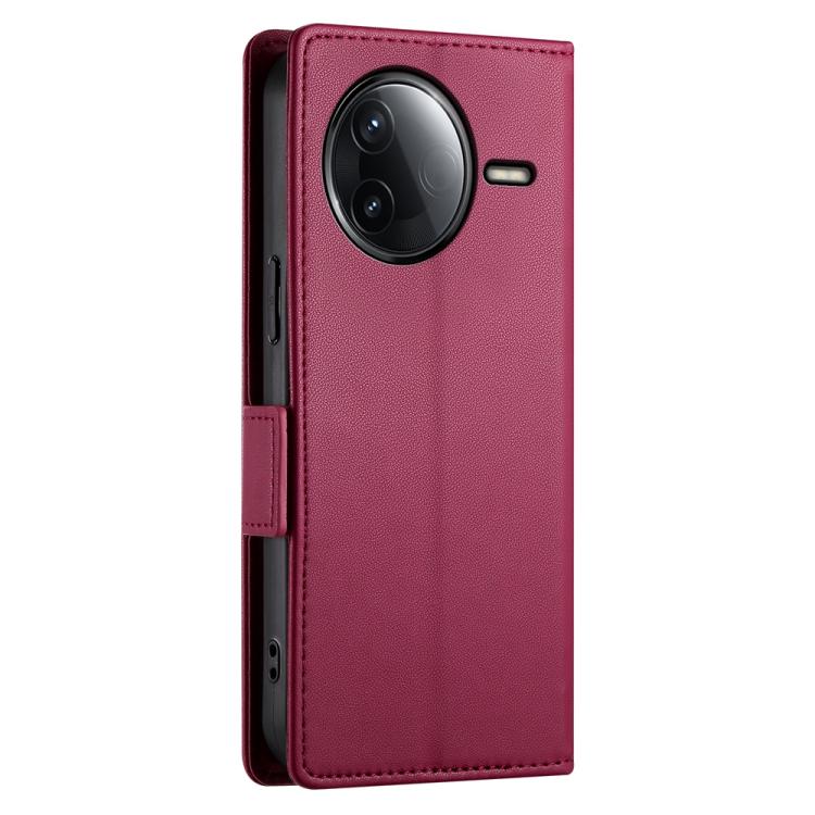 Funda de cuero esmerilado con hebilla lateral magnética para Redmi K80/K80 Pro (rojo vino)