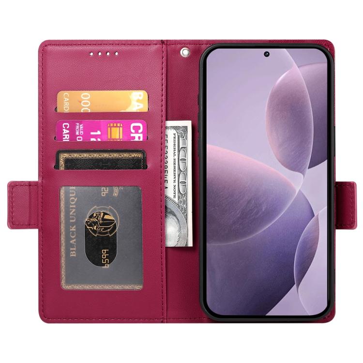 Funda de cuero esmerilado con hebilla lateral magnética para Redmi K80/K80 Pro (rojo vino)