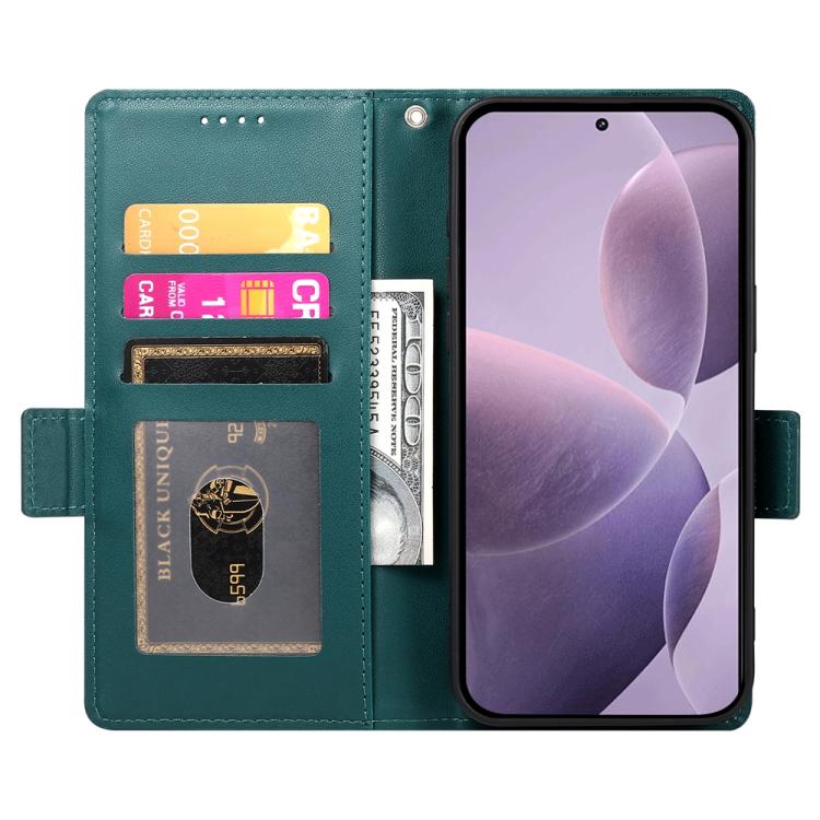 Funda de cuero esmerilado con hebilla lateral magnética para Redmi K80/K80 Pro (verde oscuro)