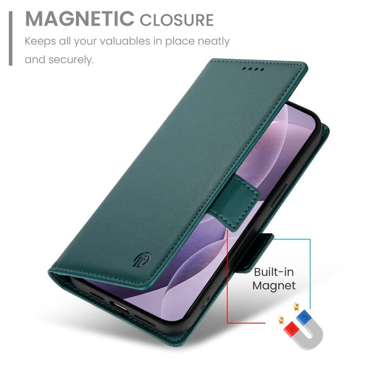 Funda de cuero esmerilado con hebilla lateral magnética para Redmi K80/K80 Pro (verde oscuro)