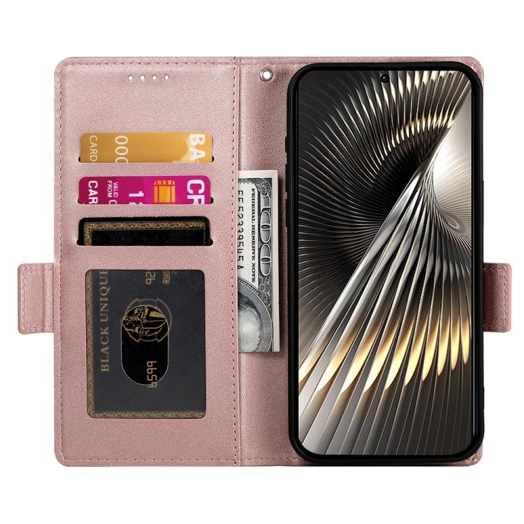 Funda de cuero esmerilado con hebilla lateral magnética para Redmi Turbo 4 Pro / Xiaomi Poco F7 (oro rosa)