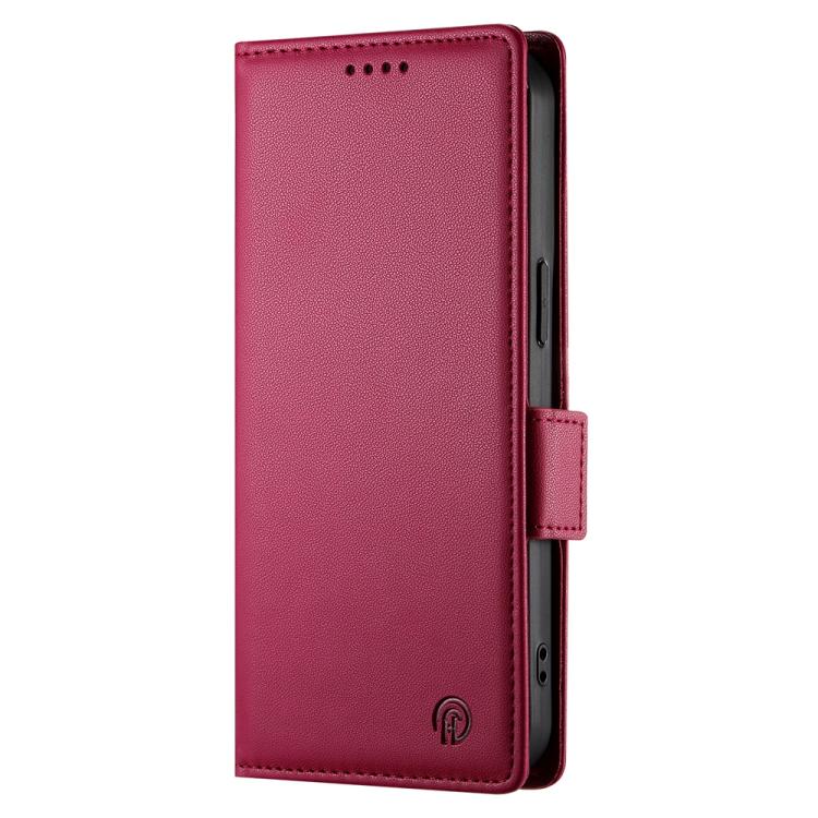 Funda de cuero esmerilado con hebilla lateral magnética para Redmi Turbo 4 Pro / Xiaomi Poco F7 (rojo vino)