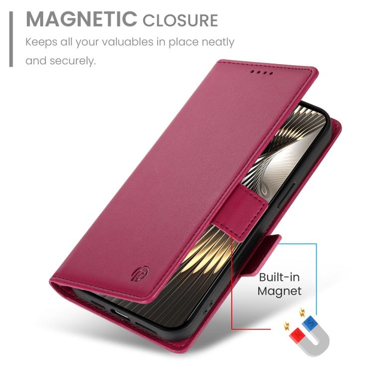 Funda de cuero esmerilado con hebilla lateral magnética para Redmi Turbo 4 Pro / Xiaomi Poco F7 (rojo vino)