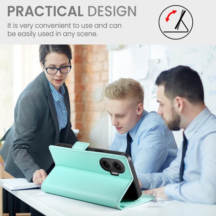 Funda de cuero esmerilado con hebilla lateral magnética para Redmi Turbo 4 Pro / Xiaomi Poco F7 (verde menta)