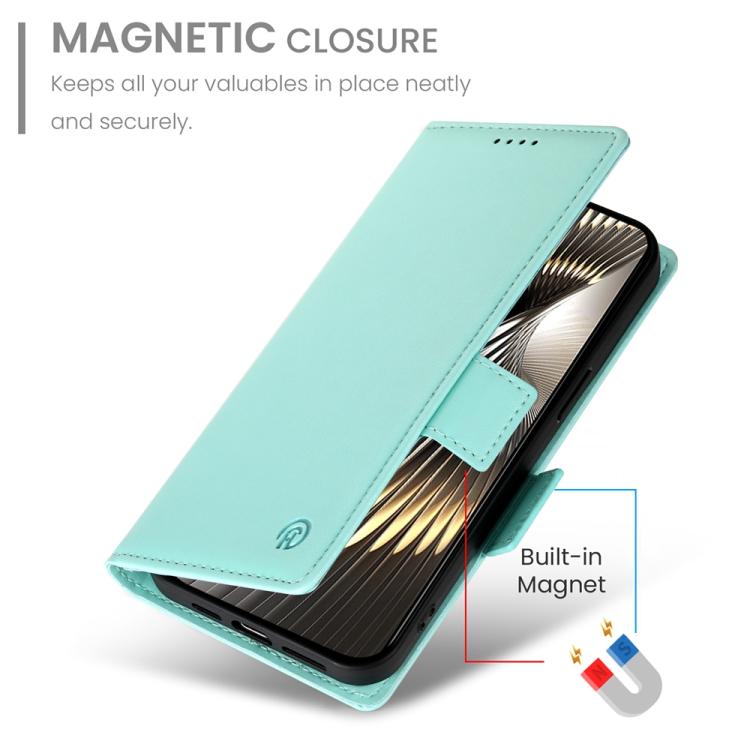 Funda de cuero esmerilado con hebilla lateral magnética para Redmi Turbo 4 Pro / Xiaomi Poco F7 (verde menta)