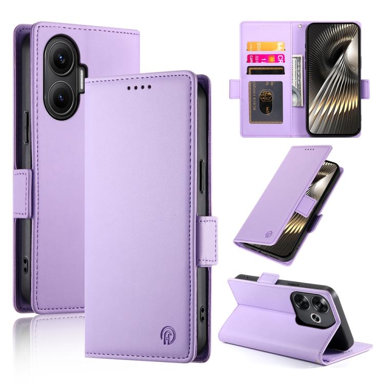 Funda de cuero esmerilado con hebilla lateral magnética para Redmi Turbo 4 Pro / Xiaomi Poco F7 (morado)