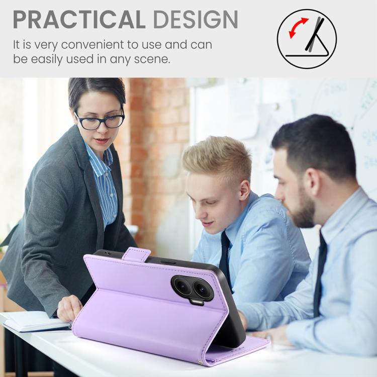 Funda de cuero esmerilado con hebilla lateral magnética para Redmi Turbo 4 Pro / Xiaomi Poco F7 (morado)