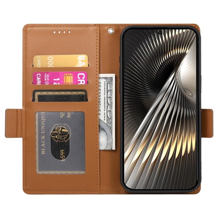 Funda de cuero esmerilado con hebilla lateral magnética para Redmi Turbo 4 Pro / Xiaomi Poco F7 (marrón)