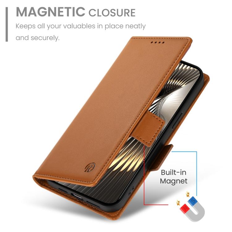 Funda de cuero esmerilado con hebilla lateral magnética para Redmi Turbo 4 Pro / Xiaomi Poco F7 (marrón)