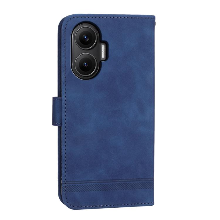 Funda híbrida de TPU y cuero sintético Dierfeng Dream Line para Redmi Turbo 4 Pro y Xiaomi Poco F7 (azul)