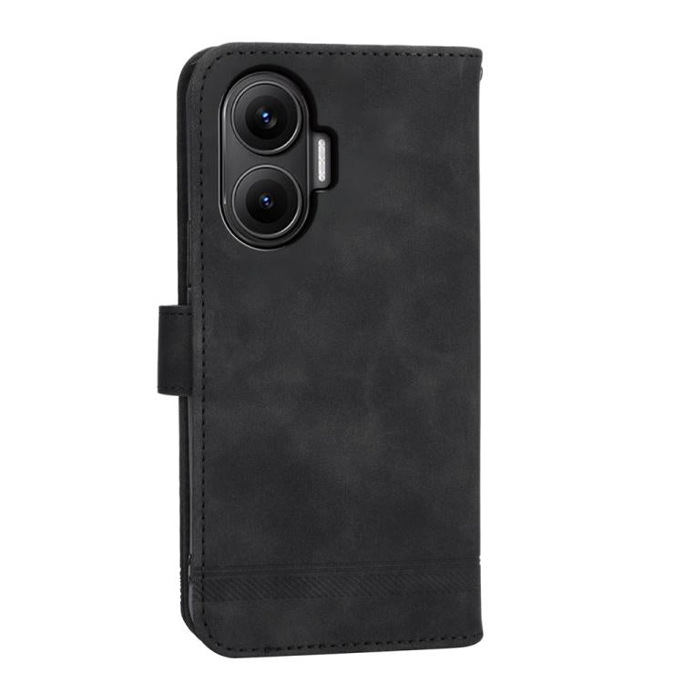 Funda híbrida de TPU y cuero sintético Dierfeng Dream Line para Redmi Turbo 4 Pro y Xiaomi Poco F7 (negra)