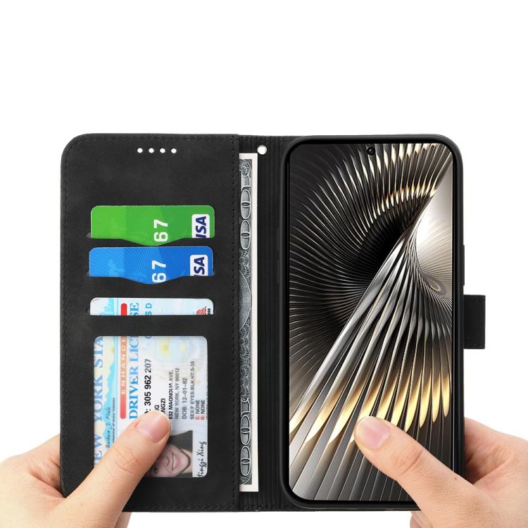 Funda híbrida de TPU y cuero sintético Dierfeng Dream Line para Redmi Turbo 4 Pro y Xiaomi Poco F7 (negra)
