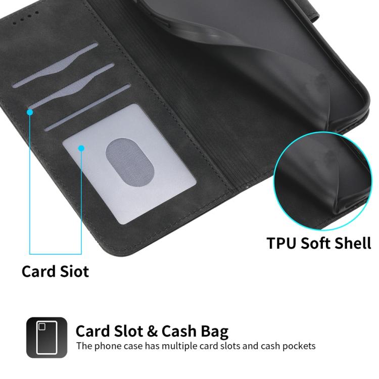 Funda híbrida de TPU y cuero sintético Dierfeng Dream Line para Redmi Turbo 4 Pro y Xiaomi Poco F7 (negra)