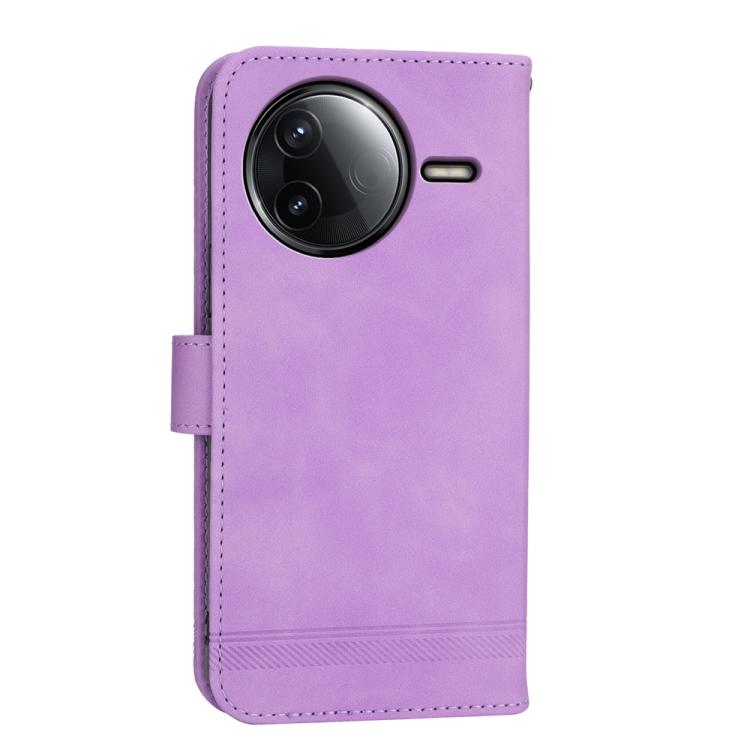 Funda híbrida de TPU y cuero sintético Dierfeng Dream Line para Redmi K80/K80 Pro (morada)