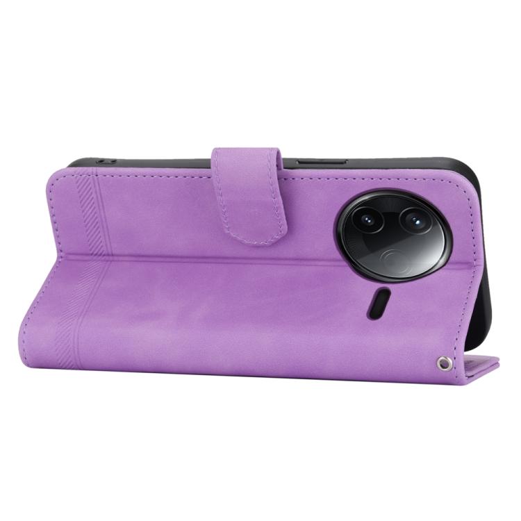 Funda híbrida de TPU y cuero sintético Dierfeng Dream Line para Redmi K80/K80 Pro (morada)