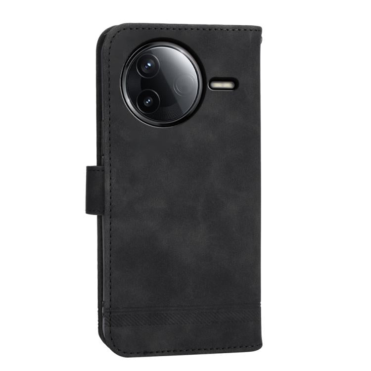 Funda híbrida de cuero sintético TPU Dierfeng Dream Line para Redmi K80/K80 Pro (negra)